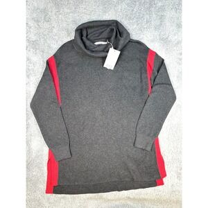 NWT OST Apparel cowl neck sweater charcoal knit red‎ stripe Womens S